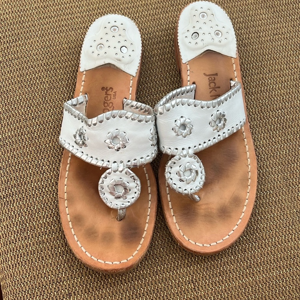 White and silver Jack Rogers sandals - Picture 1 of 3